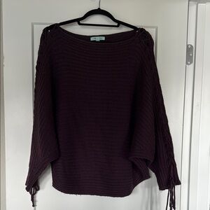 She + Sky Deep Purple Poncho Sweater